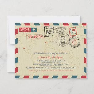 Invitación World Traveller Airmail   Bridal Shower