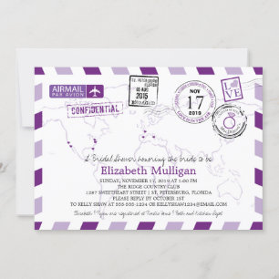 Invitación World Traveller Airmail   Bridal Shower