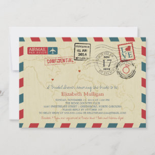 Invitación World Traveller Airmail Bridal Shower