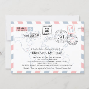 Invitación World Traveller Airmail   Bridal Shower