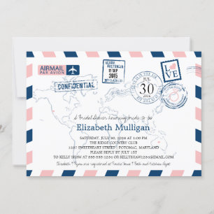 Invitación World Traveller Airmail   Bridal Shower