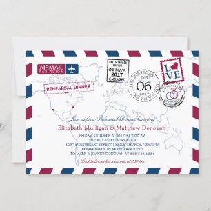 Invitación World Traveller Airmail   Cena de ensayo