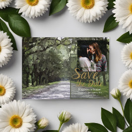 Invitación Wormsloe Venue Green Live Oaks Save the Date Card