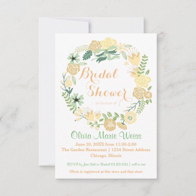 Invitación Wreath-3x5Bridal Shower (Anverso)
