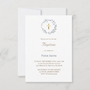 Invitación wreath azul   Bautismo