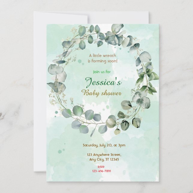 Invitación Wreath Baby Shower (Anverso)