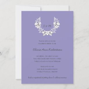 Invitación Wreath botánico Ducha de novia monograma