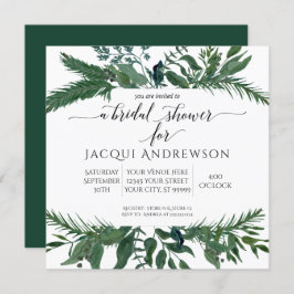 Invitación Wreath Bridal Foliage Forest Shower | Cuadrada