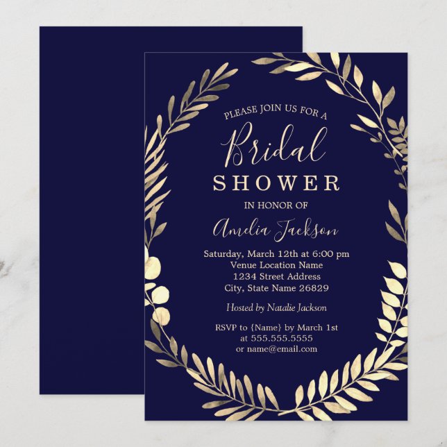 Invitación Wreath Bridal Shower (Anverso / Reverso)