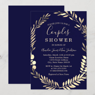 Invitación Wreath Couples duchas Wreath Gold de la Marina Duc