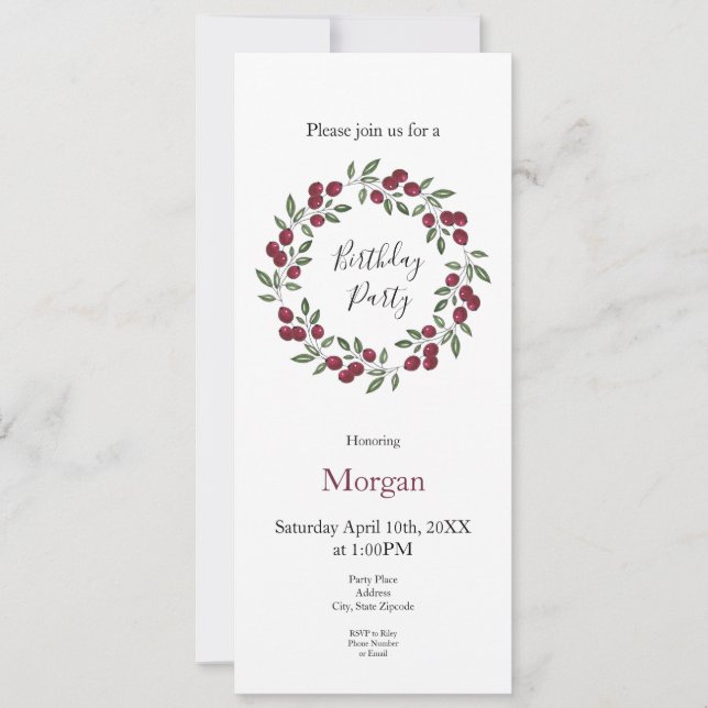 Invitación Wreath de Berries Rojas (Anverso)