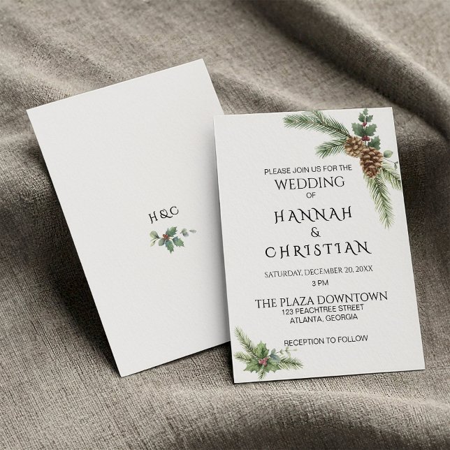 Invitación Wreath de Boda de Invierno con Ramas de Pelo (Subido por el creador)
