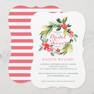 Invitación Wreath de color de agua floral de invierno   Brida