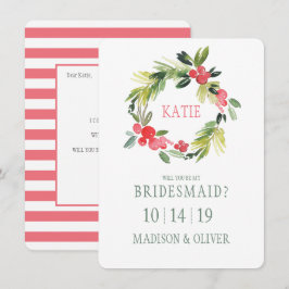 Invitación Wreath de color de agua floral invernal| Noviaria