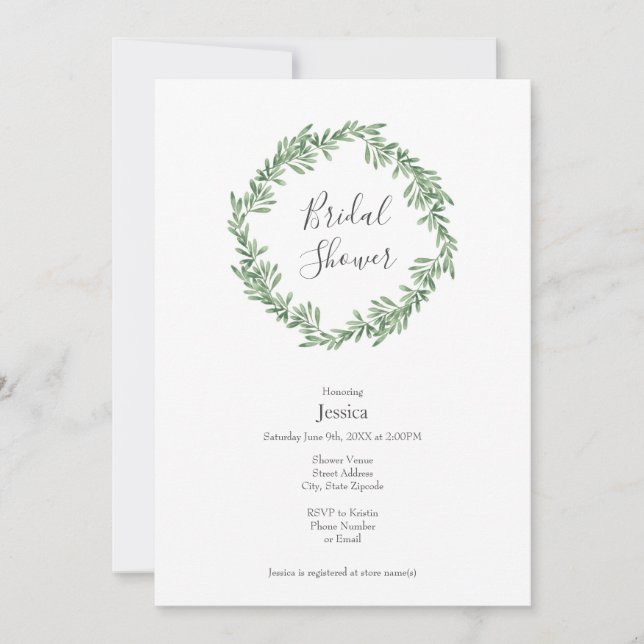 Invitación Wreath de color de agua Rosemary (Anverso)