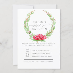 Invitación Wreath de color Rosa romántico   Ducha de novia
