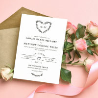Wreath de corazón blanco y negro 2 en 1 Invitati B
