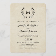 Wreath de estilo francés vintage y Boda de monogra