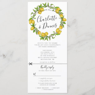 Invitación wreath de limón de color agua con boda adjunto de 