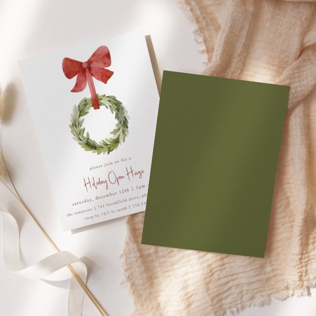 Invitación Wreath de los Navidades Red Bow | Casa abierta de  (Subido por el creador)