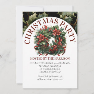 Invitación Wreath de Navidades de color de agua recortado ret