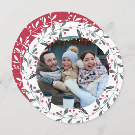 Invitación Wreath de Navidades de la moda Red & Green Waterco