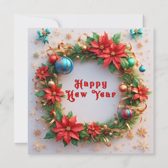 Invitación Wreath de Navidades festivos (Anverso)