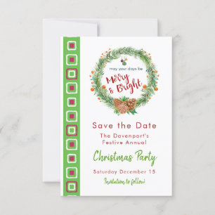 Invitación Wreath de Navidades merry y brillantes
