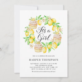 Invitación Wreath de pasteles de limón es un Baby Shower Chic