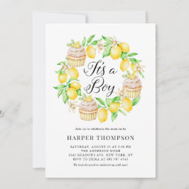 Invitación Wreath de tartas de limón es un niño Baby Shower