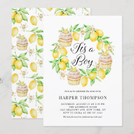 Invitación Wreath de tartas de limón es un niño Baby Shower