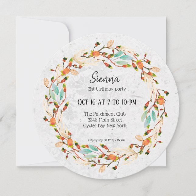 Invitación Wreath elegante para todas las ocasiones (Anverso)