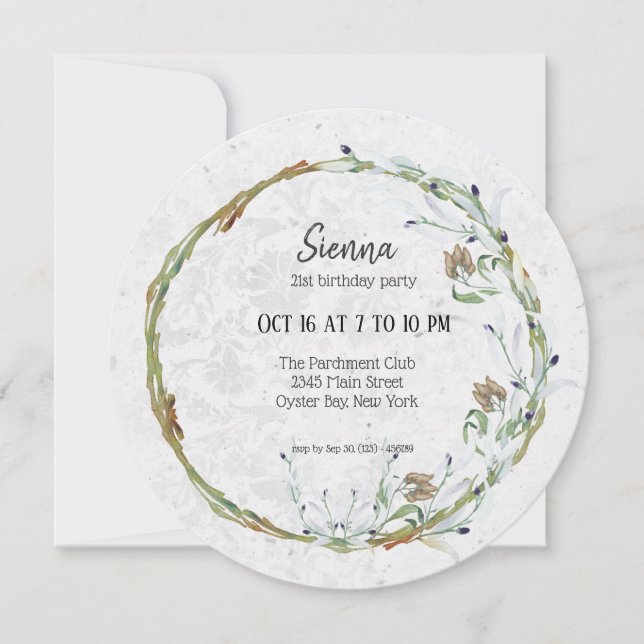 Invitación Wreath elegante para todas las ocasiones (Anverso)