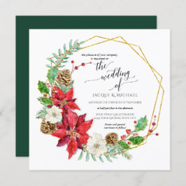 Invitación Wreath floral acuarela de invierno | Cuadrada