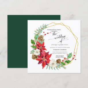 Invitación Wreath floral acuarela de invierno   Cuadrada