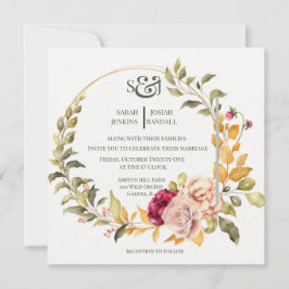 Invitación Wreath floral de bonito ( oro )Invitación