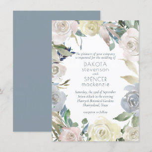 Invitación Wreath floral silenciada   Boda amarillo rosa azul
