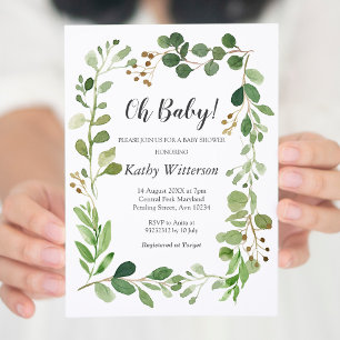 Invitación Wreath Greenery Baby Shower