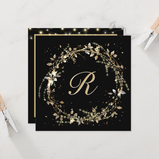 Invitación Wreath monogramada para renovación de votos Boda (Anverso/Reverso In Situ)