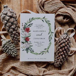 Invitación Wreath navidades | Elegante Boda de vacaciones