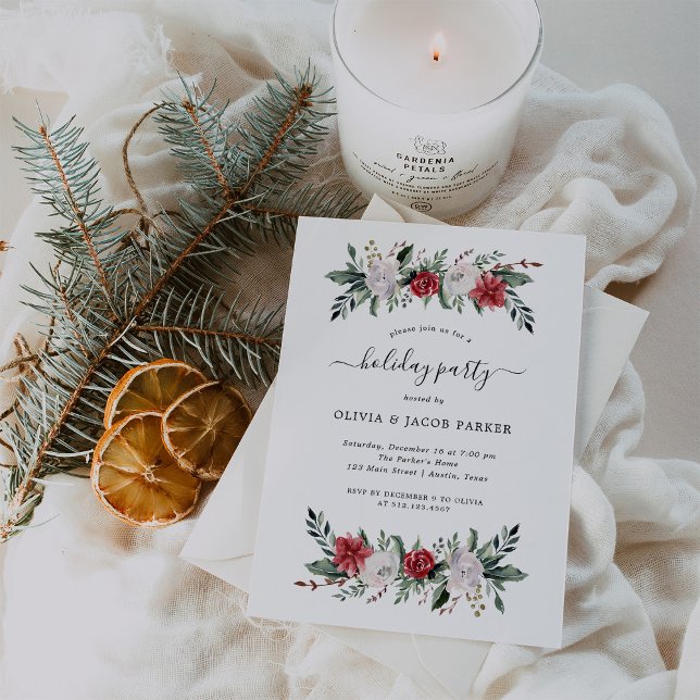 Invitación Wreath navidades | Fiesta de feriado floral (Subido por el creador)