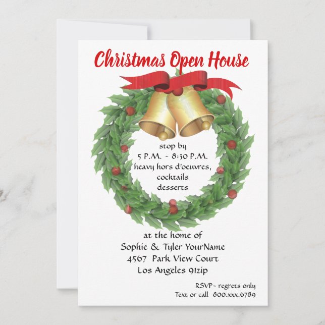 Invitación Wreath Open House navidades (Anverso)
