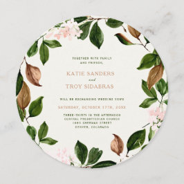 Invitación Wreath otoñal con flores rosadas Bonitos
