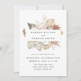 Invitación Wreath Pampas Selva Tropical Floral Grasa