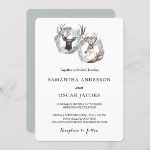 Invitación Wreath Silver color agua de invierno