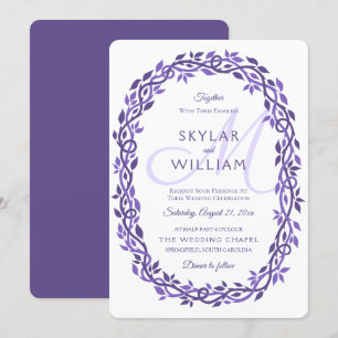 Invitación Wreath ultravioleta de Boda de madera morada