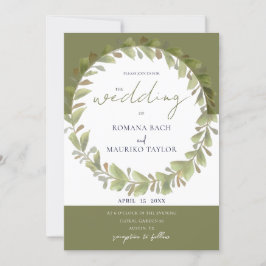 Invitación Wreath verde romántico artístico