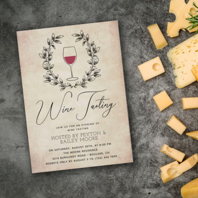 Invitación Wreath Wintage Wine Tasting Fiesta (Subido por el creador)