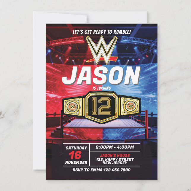 Invitación Wrestling Birthday Invitation (Anverso)
