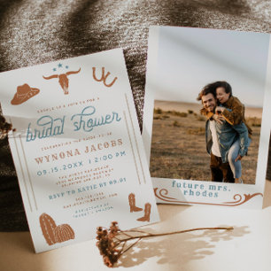 Invitación WYNONA Burnt Orange Cowgirl Rodeo Bridal Shower In